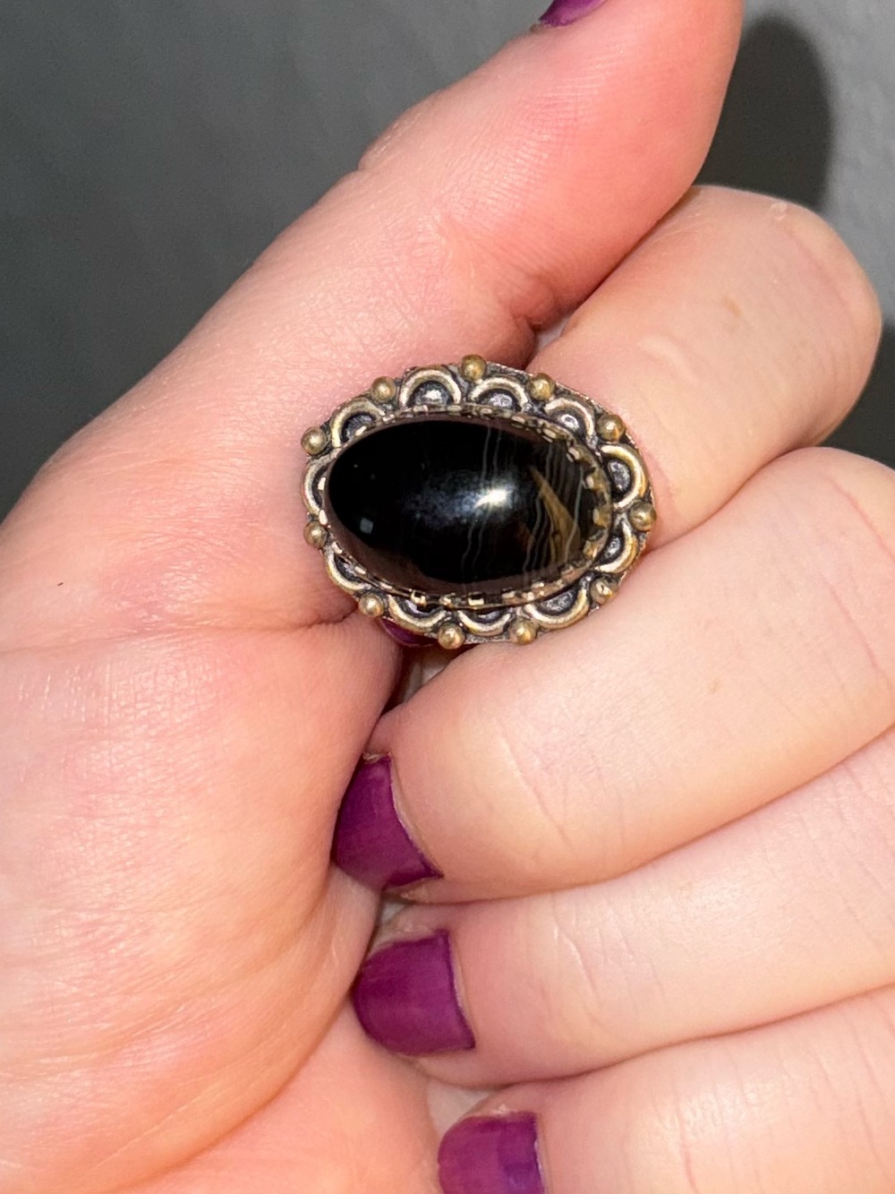 Vintage-Inspired Black Stone onyx Silver 925 Ring - Women Jewelry